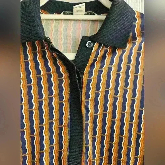 Diane Von Furstenberg Silk Knit Long Sleeve Navy Orange Cream Midi Dress Sz 4 - Picture 4 of 15